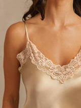 [Champagne] SilkSilky-AU Spaghetti Strap V Neck Camisole Set 005