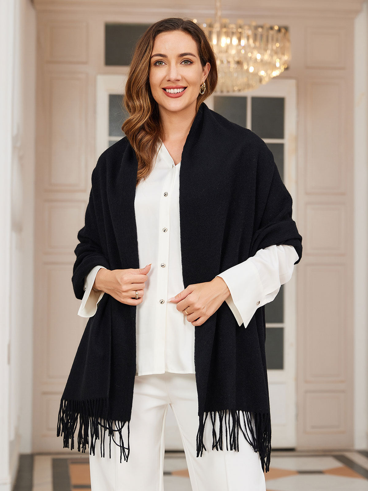 [Black] SilkSilky-AU Wool Scarf 002