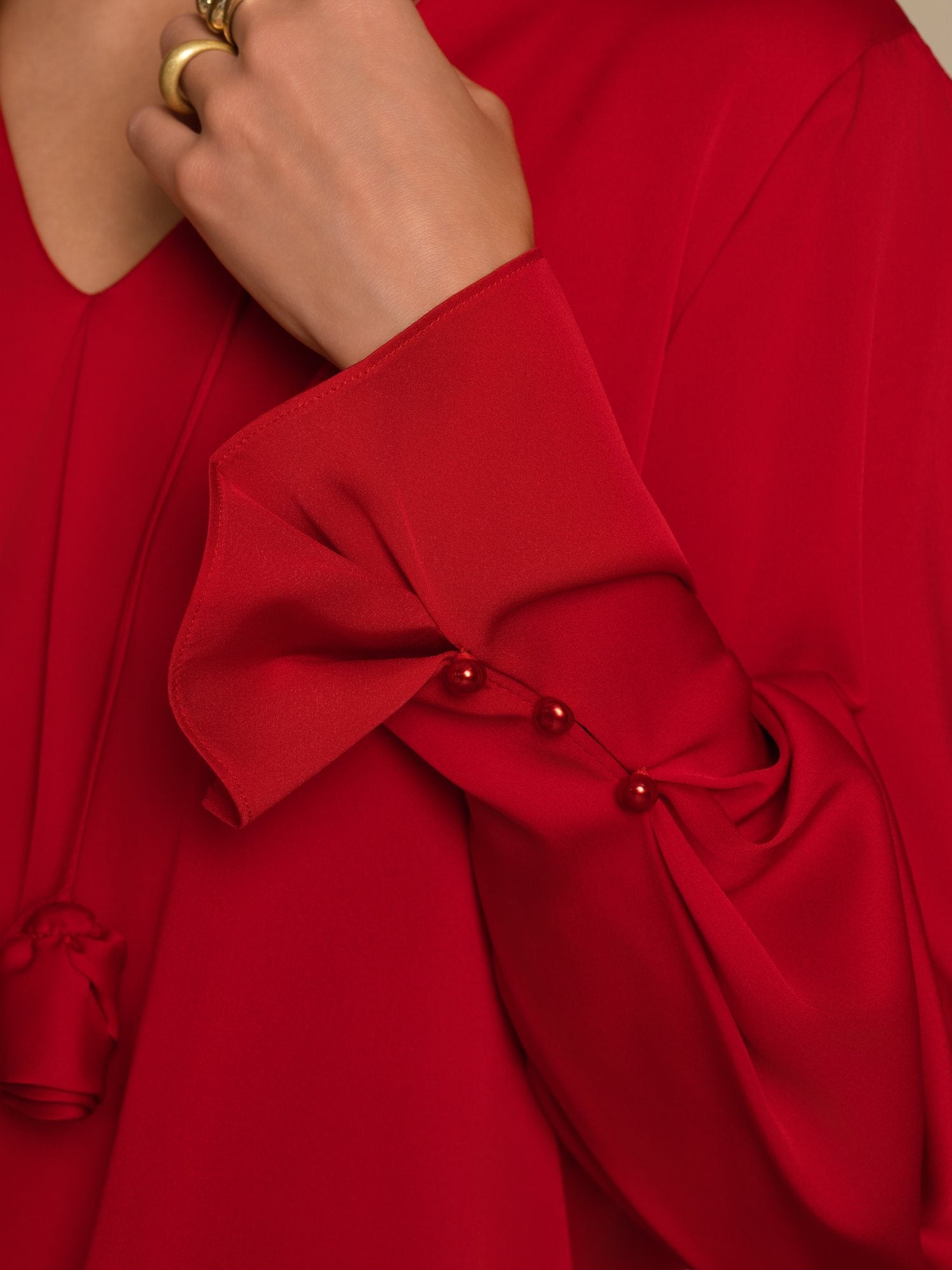 [Wine] SilkSilky-AU 19Momme Stretch Silk Double Georgette Long Sleeve V Neck Blouse 006