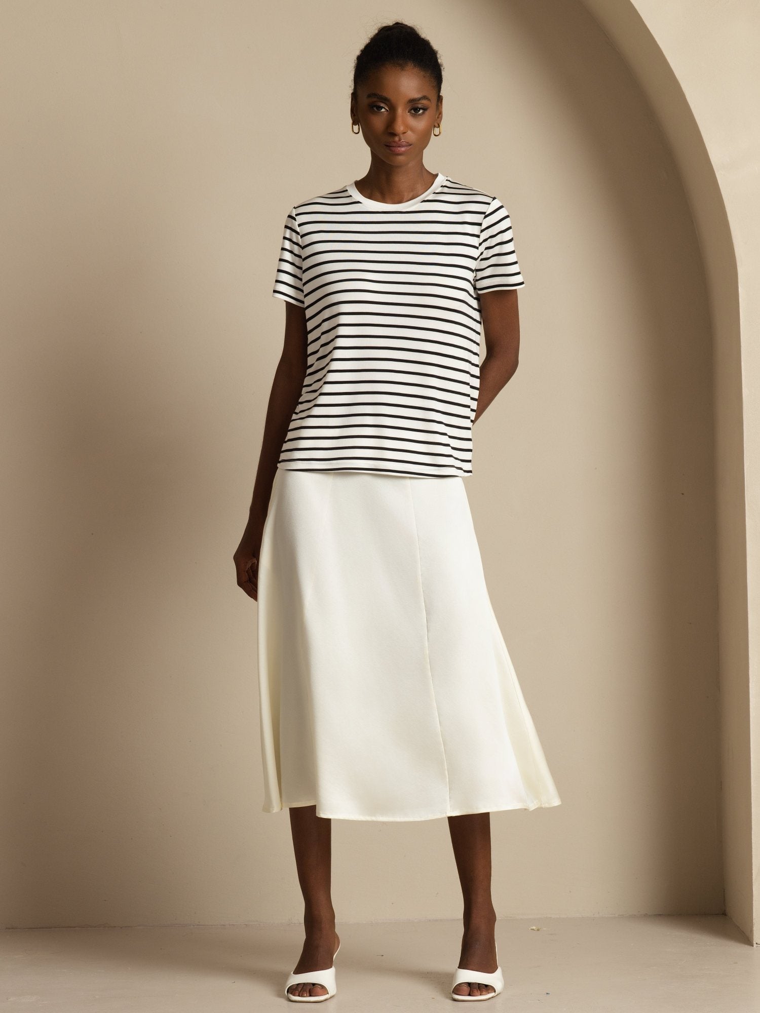 [Ivory] SilkSilky-AU 19Momme Silk Skirt 006