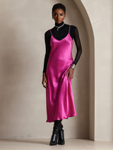 [Rose Red] SilkSilky-AU Sleeveless V Neck Dress 004