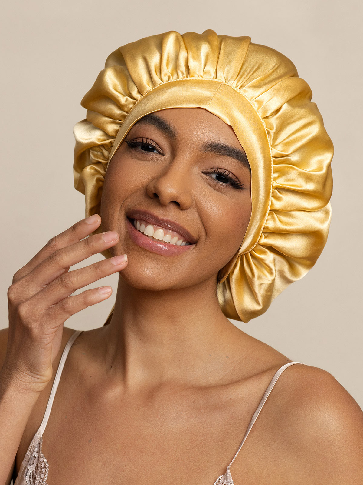 SilkSilky-AU Pure Silk Sleep Cap Champagne 001