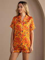 [Orange Dog] SilkSilky-AU Short Sleeve Lapel Collar Women's Pyjamas 003