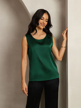 [Dark Green] SilkSilky-AU Sleeveless Round Neck Camisole 004
