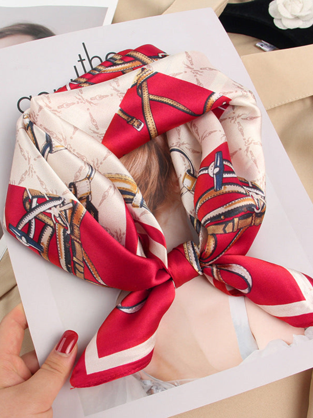 SilkSilky AU Pure Silk Scarf Red 001