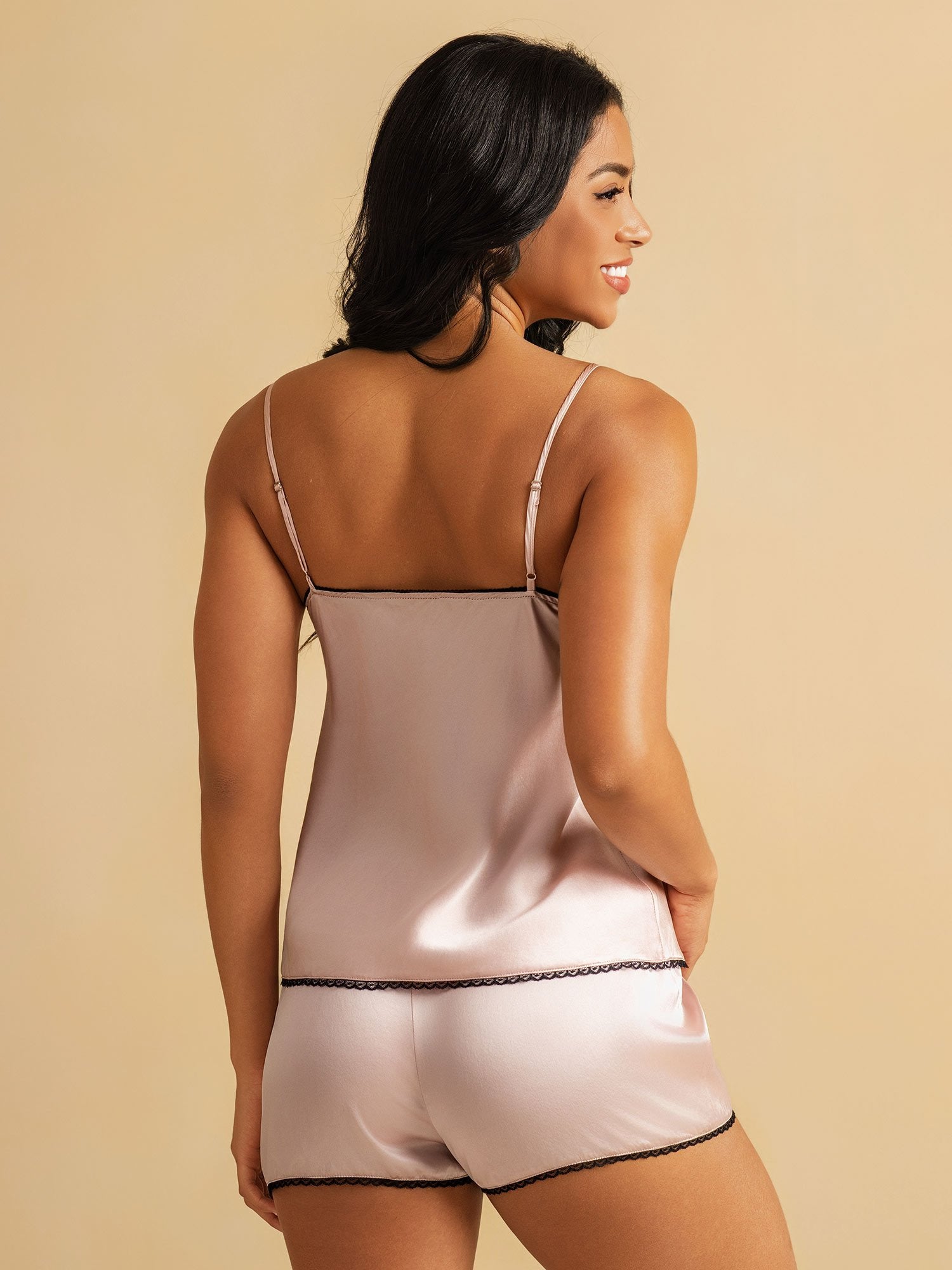 [Pink] SilkSilky-AU Pure Silk Split Camisole Set 002