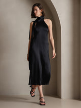 [Black] SilkSilky-AU Sleeveless Tie Neck Dress 007