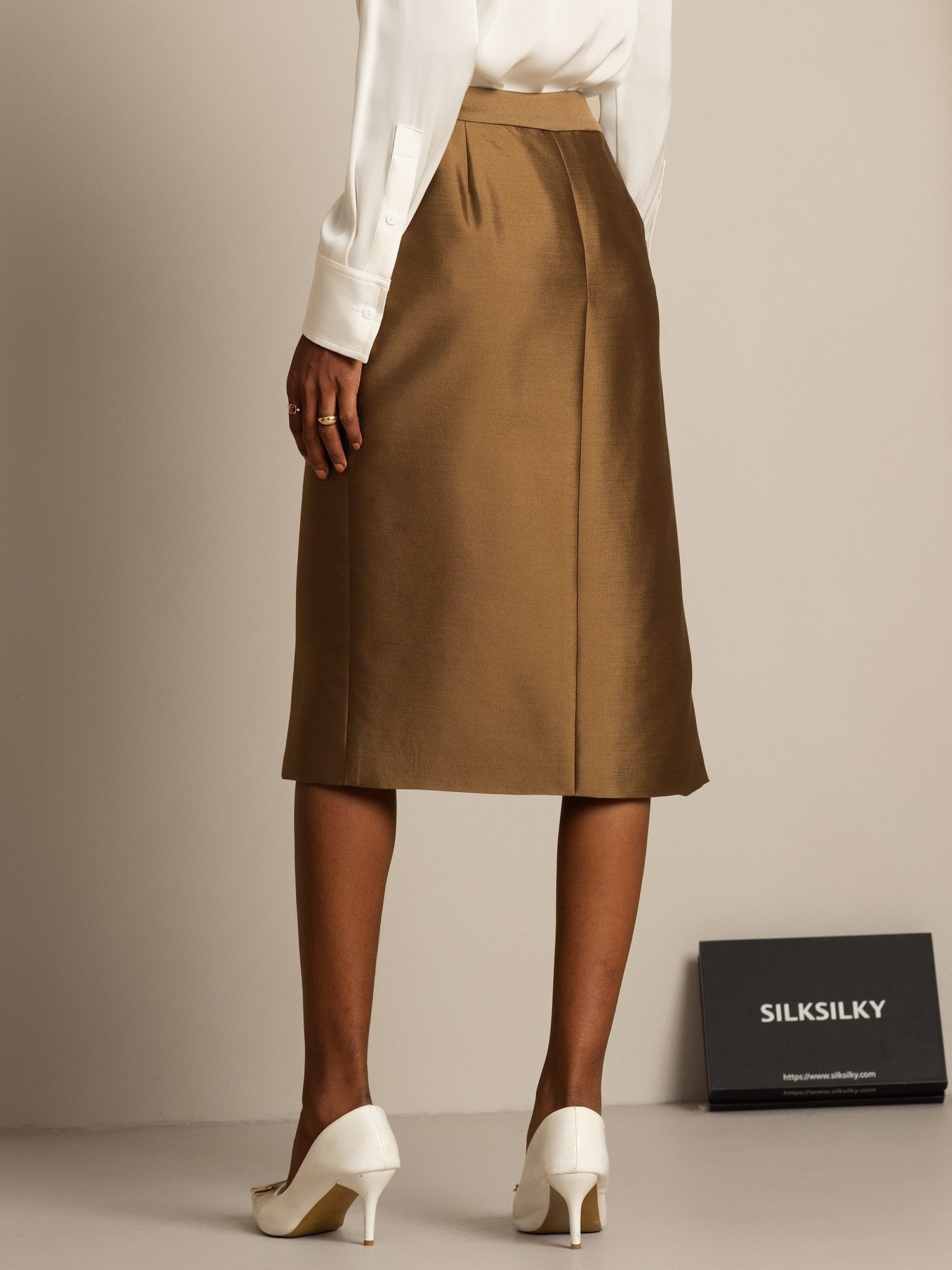 [Bronze] SilkSilky-AU 32Momme Wool Split Skirt 002,