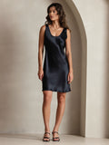 SilkSilky AU Pure Silk Sleeveless Round Neck Dress Black 006