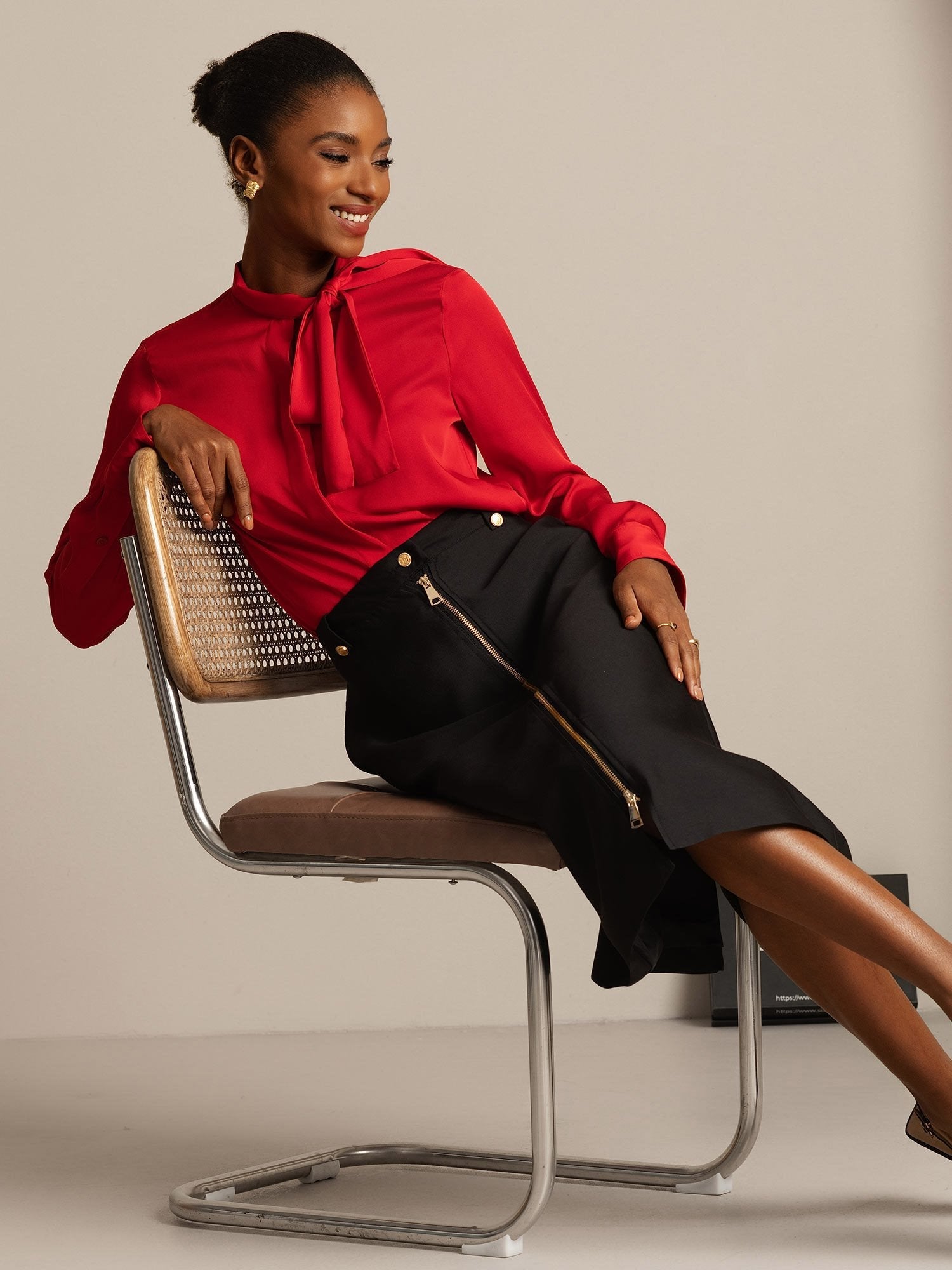 [Black] SilkSilky-AU 32Momme Wool Split Skirt 008,