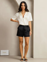 [Black] SilkSilky-AU 19Momme Silk Womens Shorts 004,