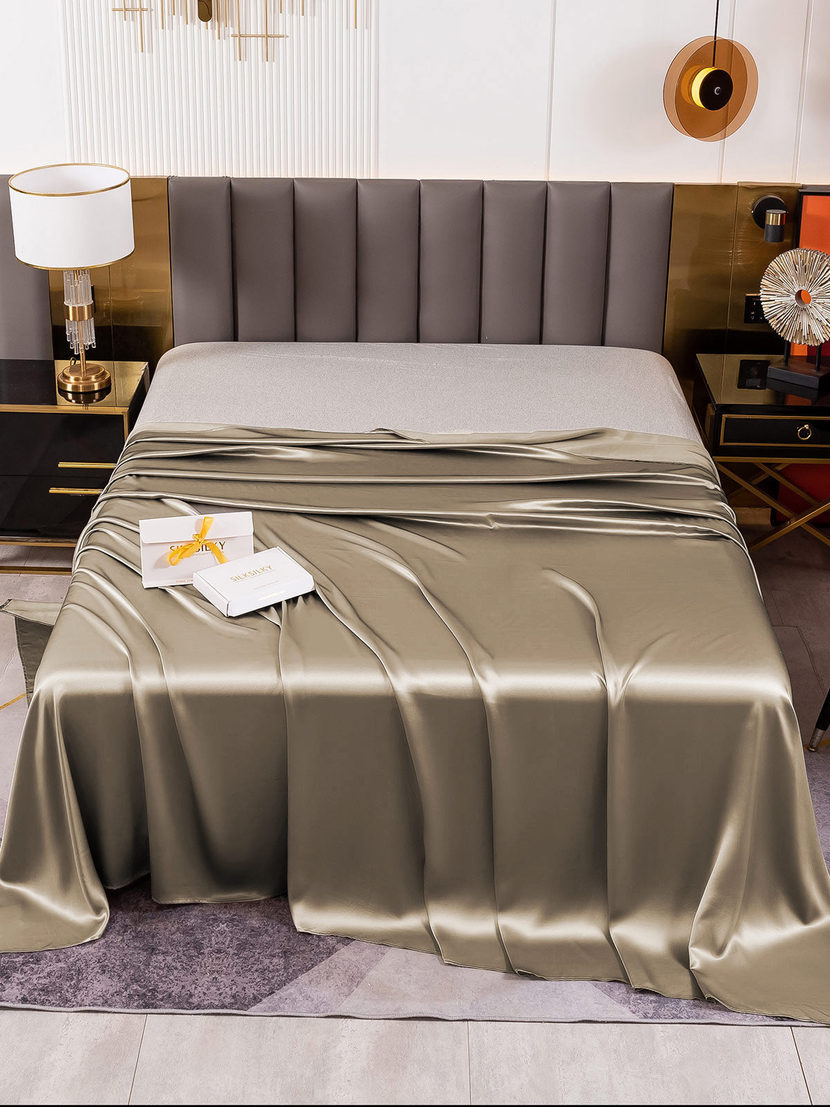 [Khaki] SilkSilky-AU 19Momme Pure Silk Sheet 002