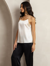 [Light Gray] SilkSilky-AU 19Momme Stretch Silk Charmeuse Spaghetti Strap Scoop Neck Camisole 005