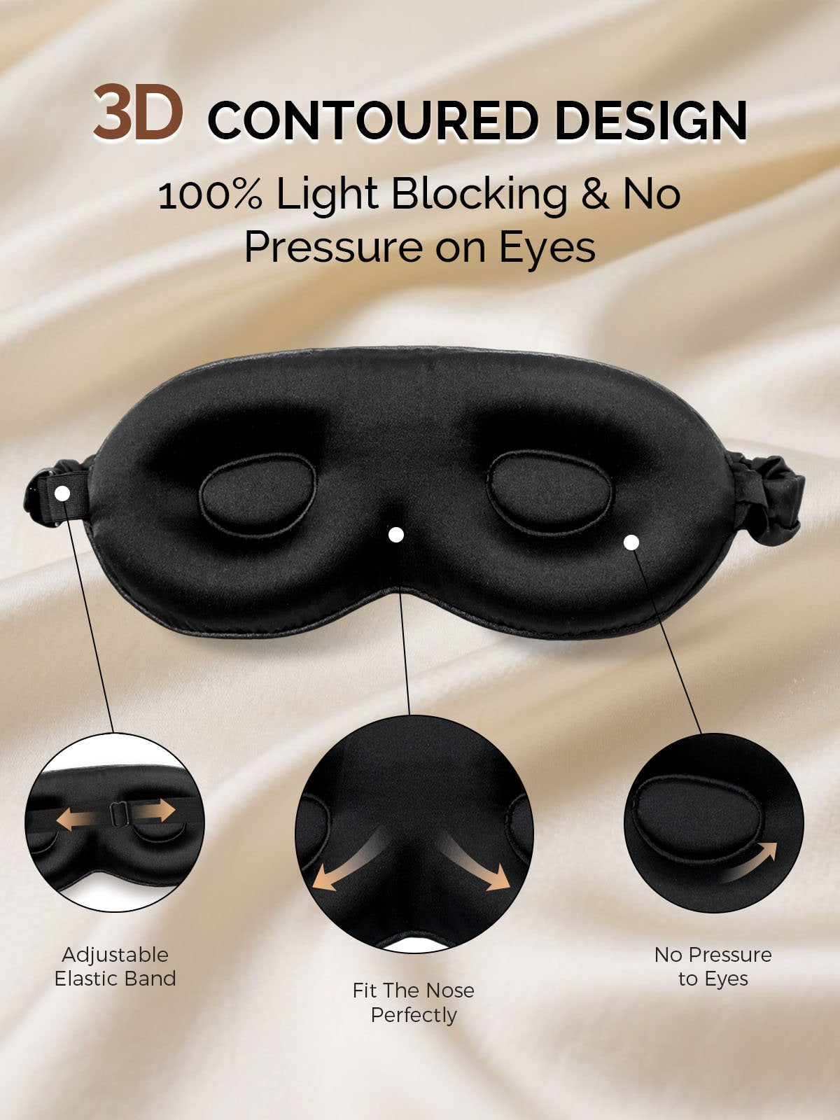 [Black] SilkSilky-AU 22Momme Pure Silk Eye Mask 004