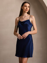 [Dark Blue] SilkSilky-AU Sleeveless Cowl Neck Dress 003