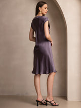 [Purple Gray] SilkSilky-AU Cap Sleeve V Neck Nightgown 002