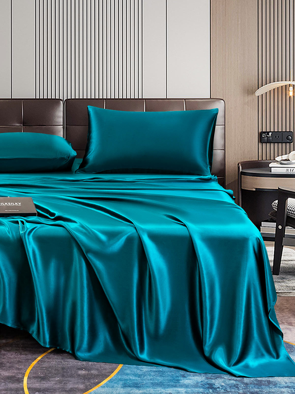 SilkSilky AU 22Momme Pure Silk Bedding Set Teal 004