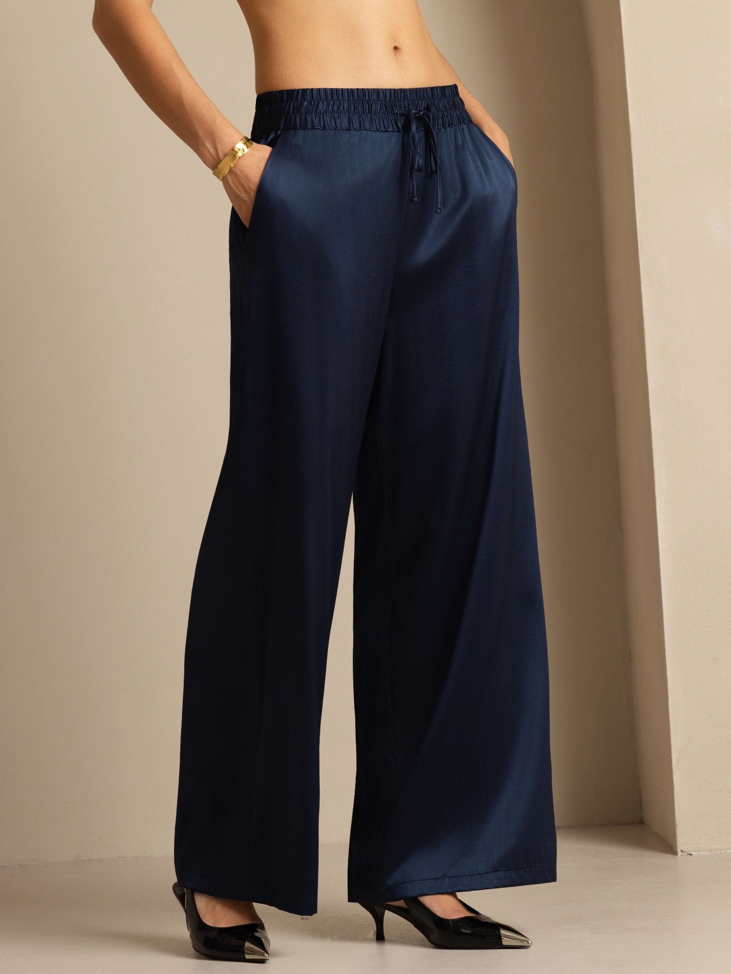[DarkBlue] SilkSilky-AU 19Momme Silk Womens Pants 004