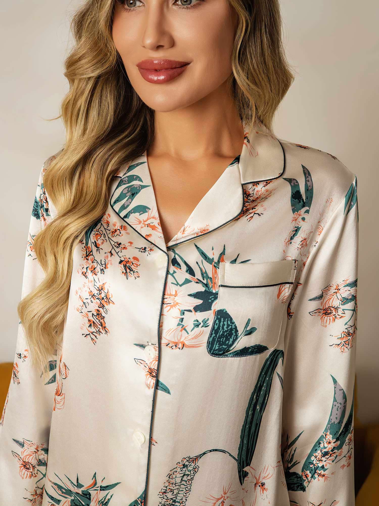 [Ivory] SilkSilky-AU Pure Silk Womens Pajamas 003