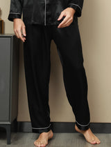 [Black] SilkSilky-AU Pure Silk Mens Sleep Bottoms 003,