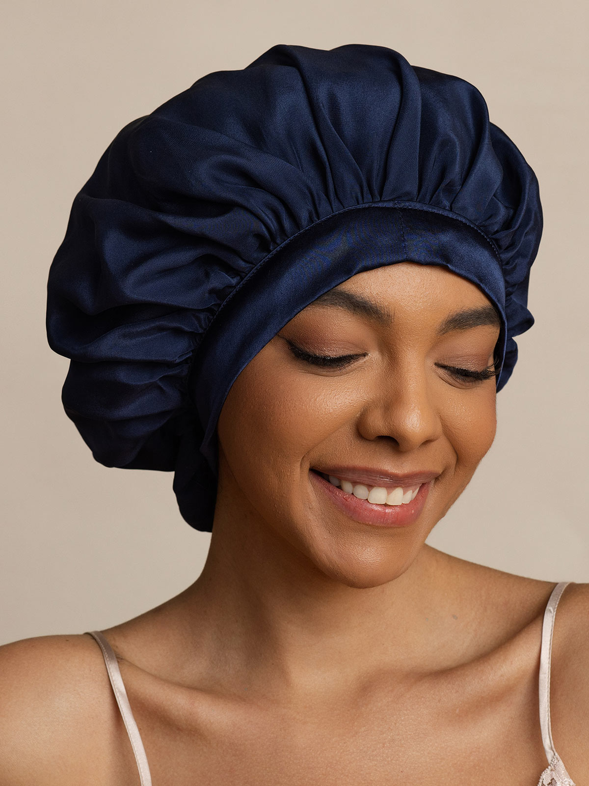 SilkSilky-AU Pure Silk Sleep Cap DarkBlue 004