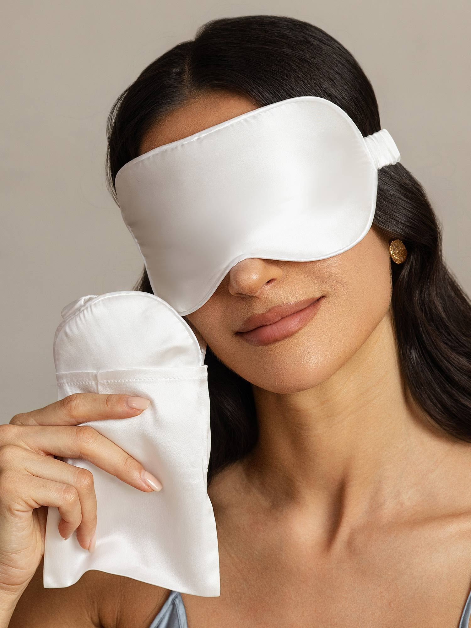 [White] SilkSilky-AU Pure Silk Eye Mask 003