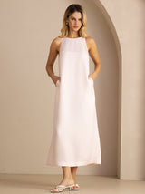 [Light Pink] SilkSilky-AU Sleeveless Crew Neck Dress 001