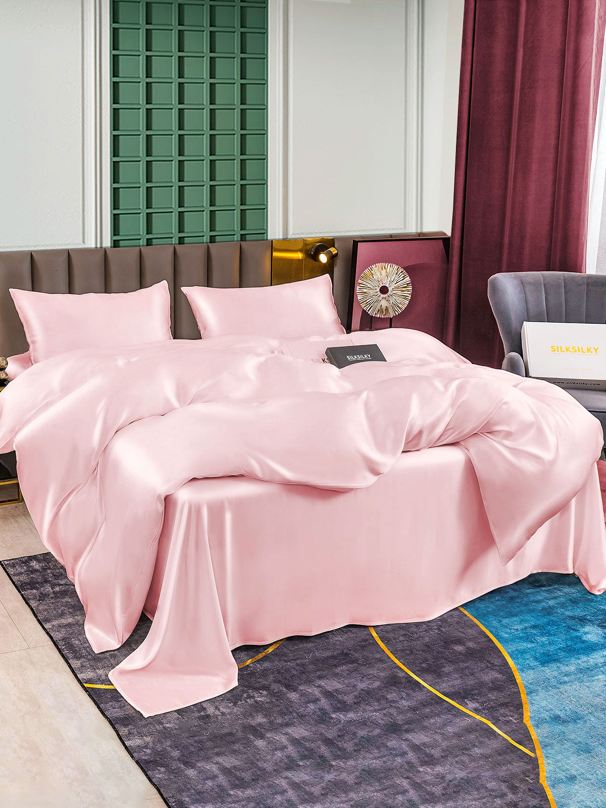[Pink] SilkSilky-AU 25Momme Pure Silk Bedding Set 003
