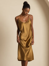 [Brown] SilkSilky-AU Sleeveless U Neck Dress 007