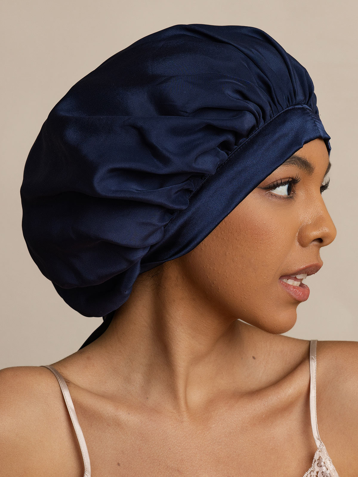 SilkSilky-AU Pure Silk Sleep Cap DarkBlue 005