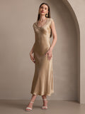 SilkSilky AU19MommeSilkSleevelessRoundNeckDressChampagne005