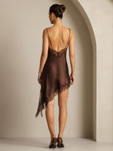 [Brown] SilkSilky-AU Pure Silk Asymmetric Dress 002