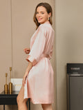 SilkSilky AU Pure Silk Half Sleeve Womens Robe Pink 002