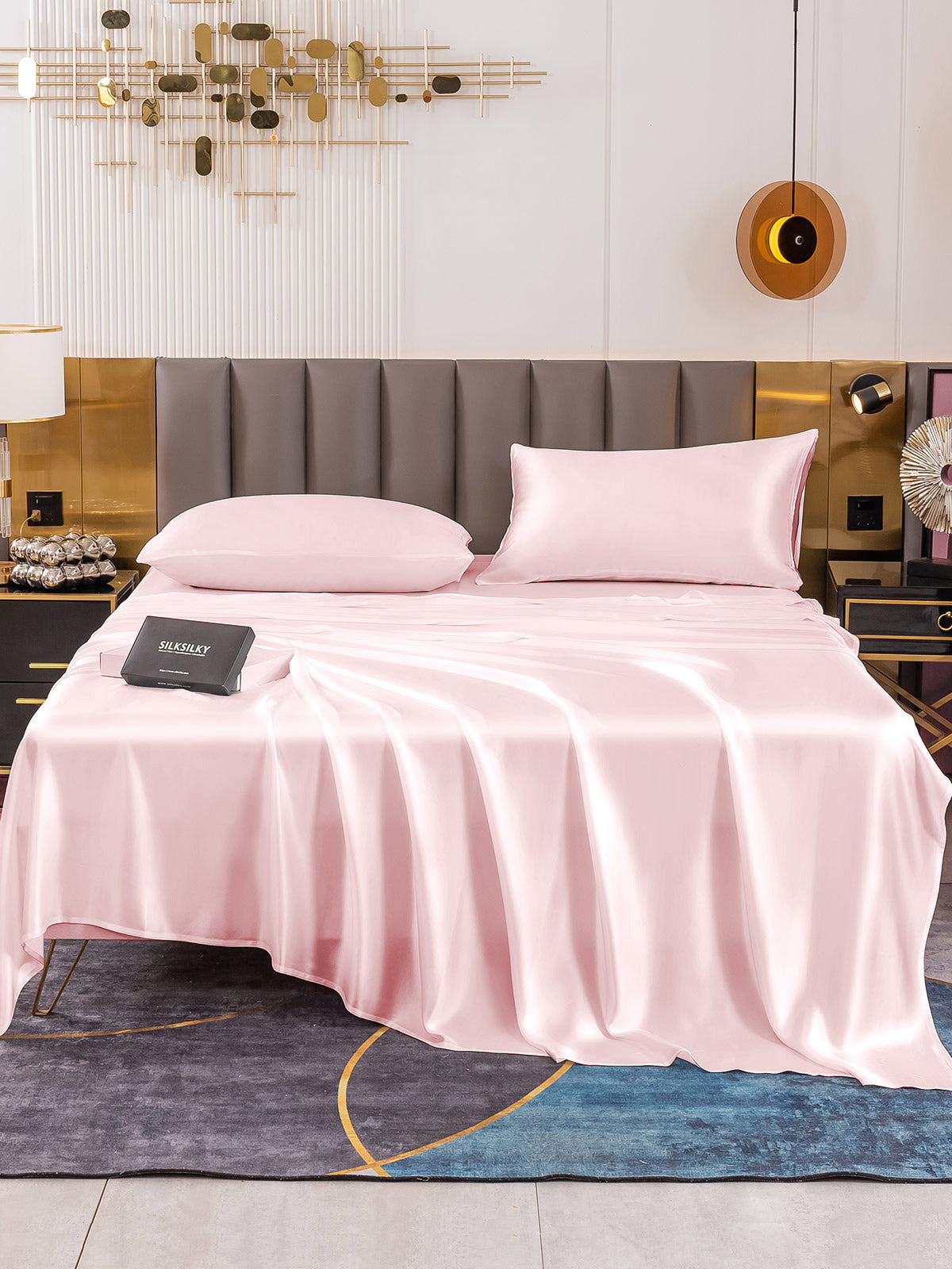 [Pink] SilkSilky-AU 19Momme Pure Silk Bedding Set 002
