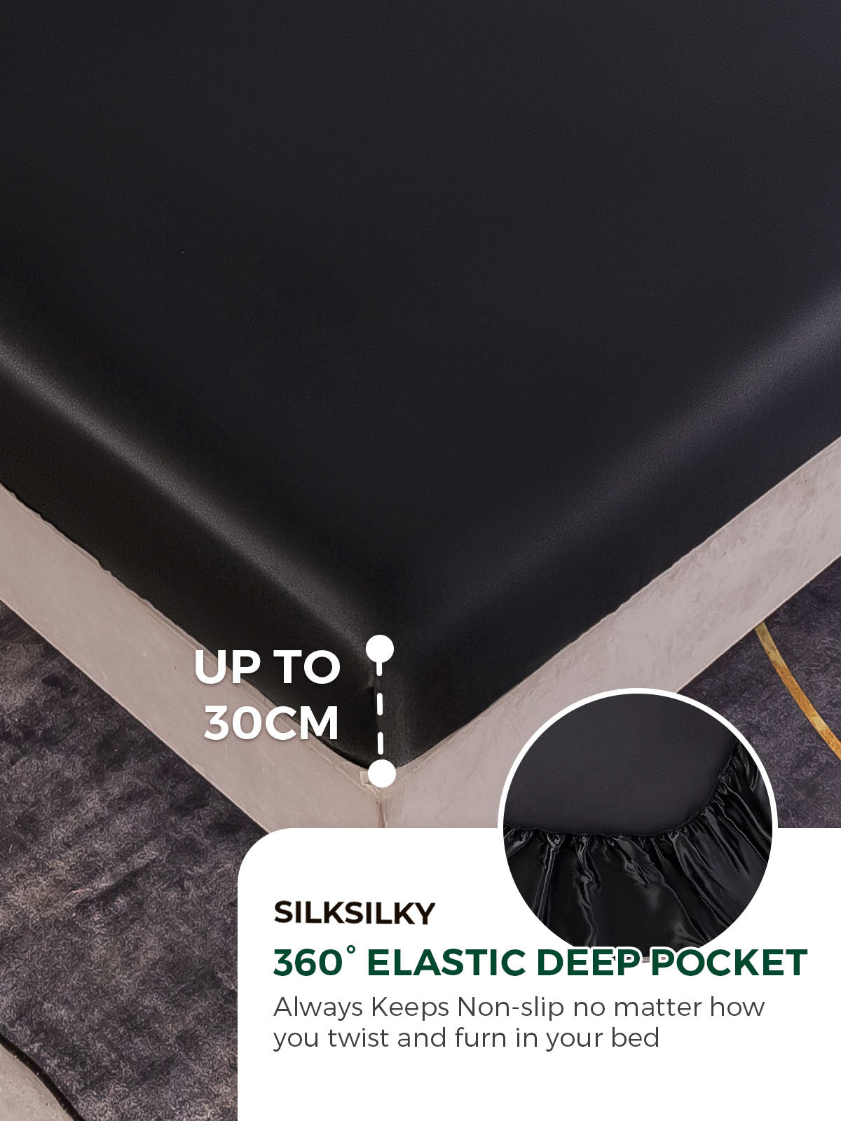 [Black] SilkSilky-AU 19Momme Bedding Set 004