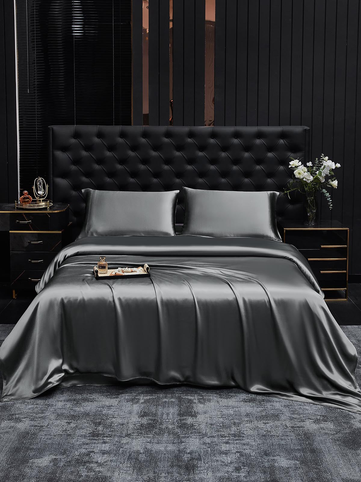 [Dark Gray] SilkSilky-AU 19Momme Bedding Set 001