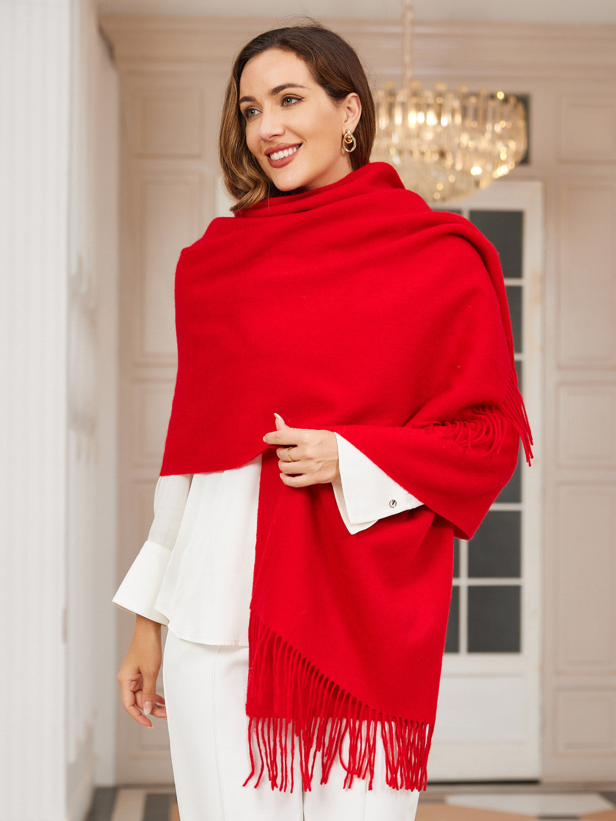 [Red] SilkSilky-AU Wool Scarf 003
