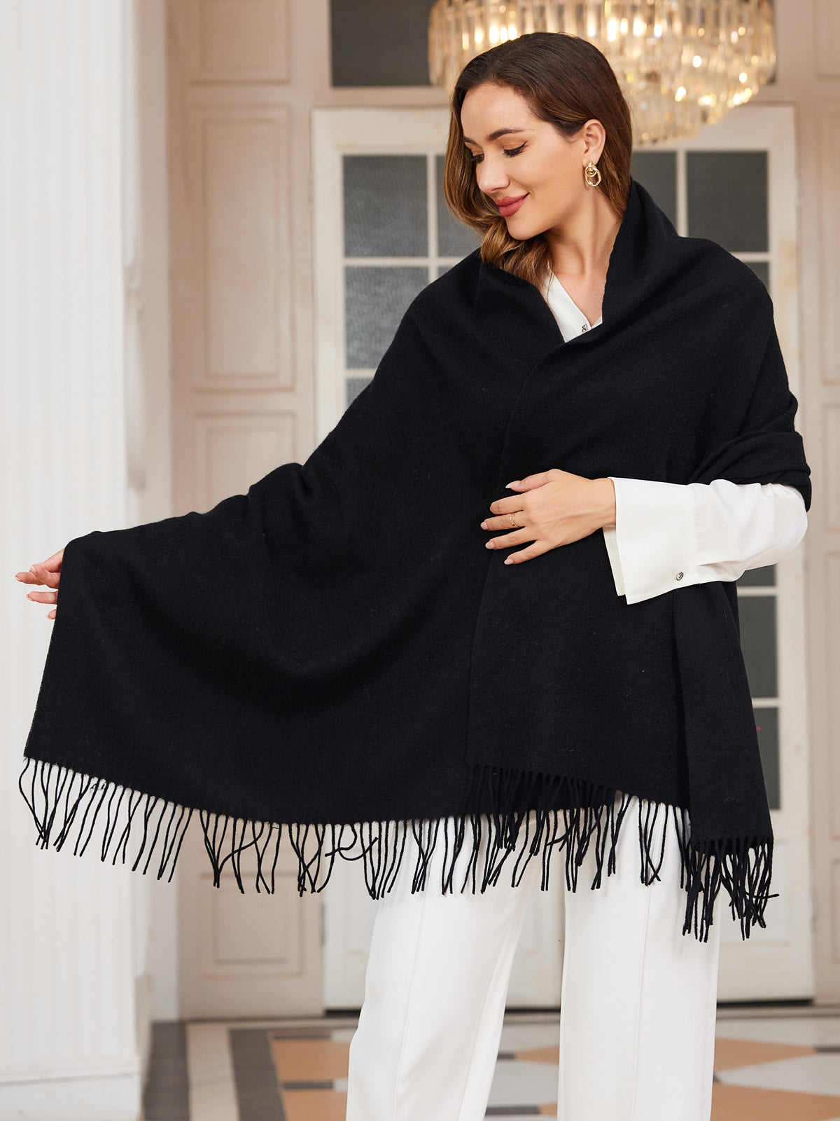[Black] SilkSilky-AU Wool Scarf 001