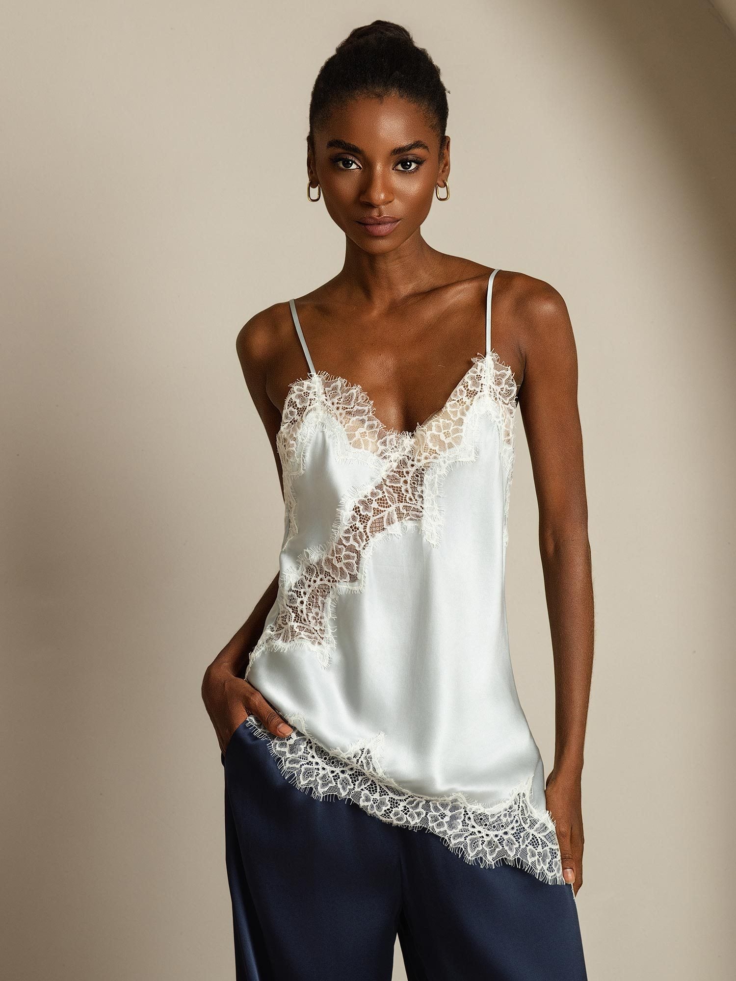 [LightBlue] SilkSilky-AU Pure Silk Camisoles 001