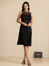 [Black] SilkSilky-AU Sleeveless Illusion Neck Dress 007