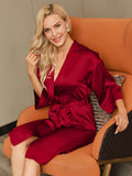 SilkSilky AU Pure Silk Half Sleeve Womens Robe Wine 004