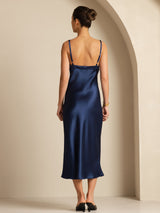 [Dark Blue] SilkSilky-AU Sleeveless V Neck Dress 002