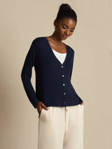 [Dark Blue] SilkSilky-AU Long Sleeve Women's Cardigan 003