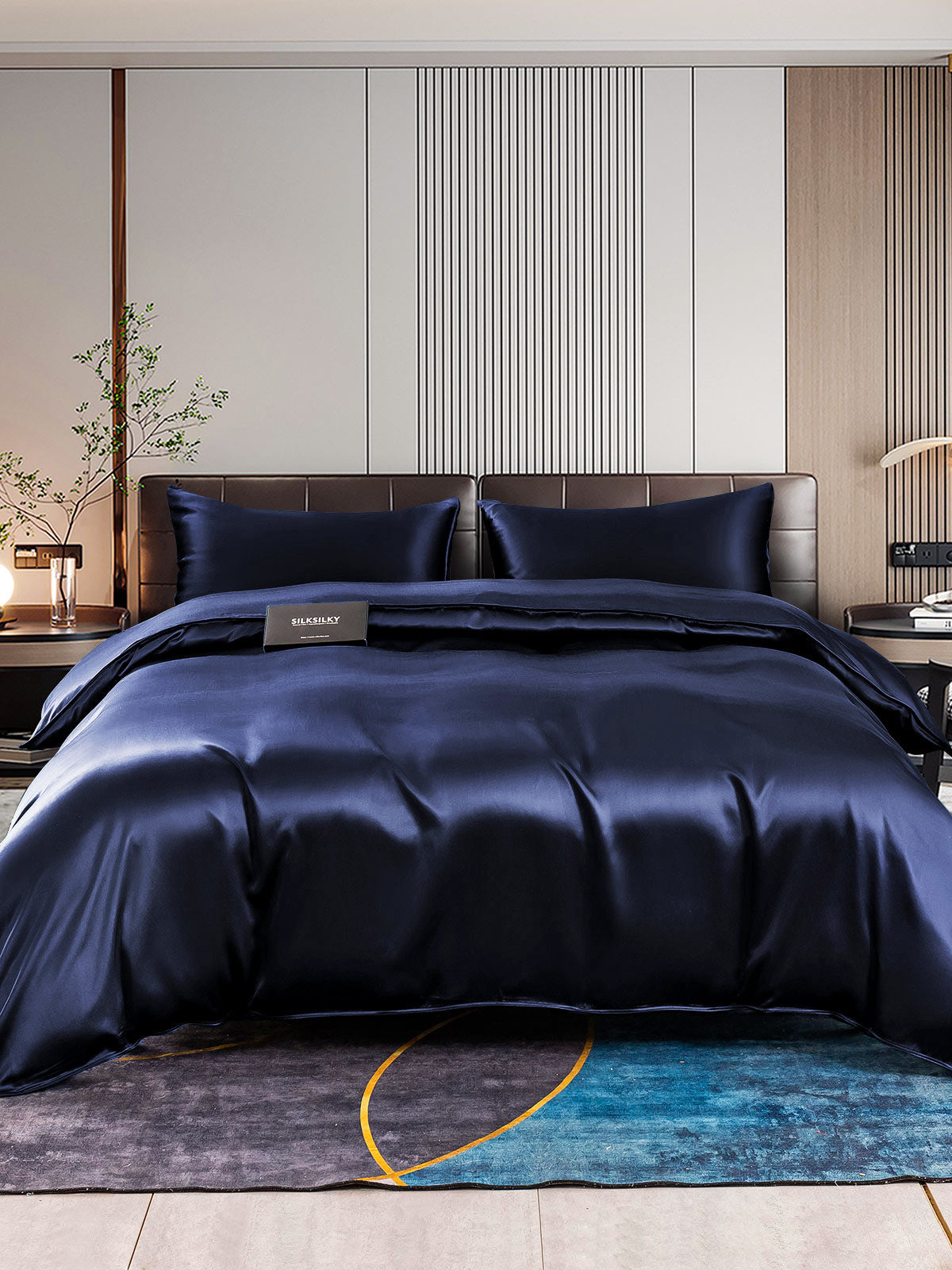 SilkSilky AU 22Momme Pure Silk Bedding Set DarkBlue 001