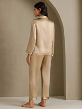 [Champagne Gold] SilkSilky-AU Long Sleeve Lapel Collar Women's Pyjamas 002