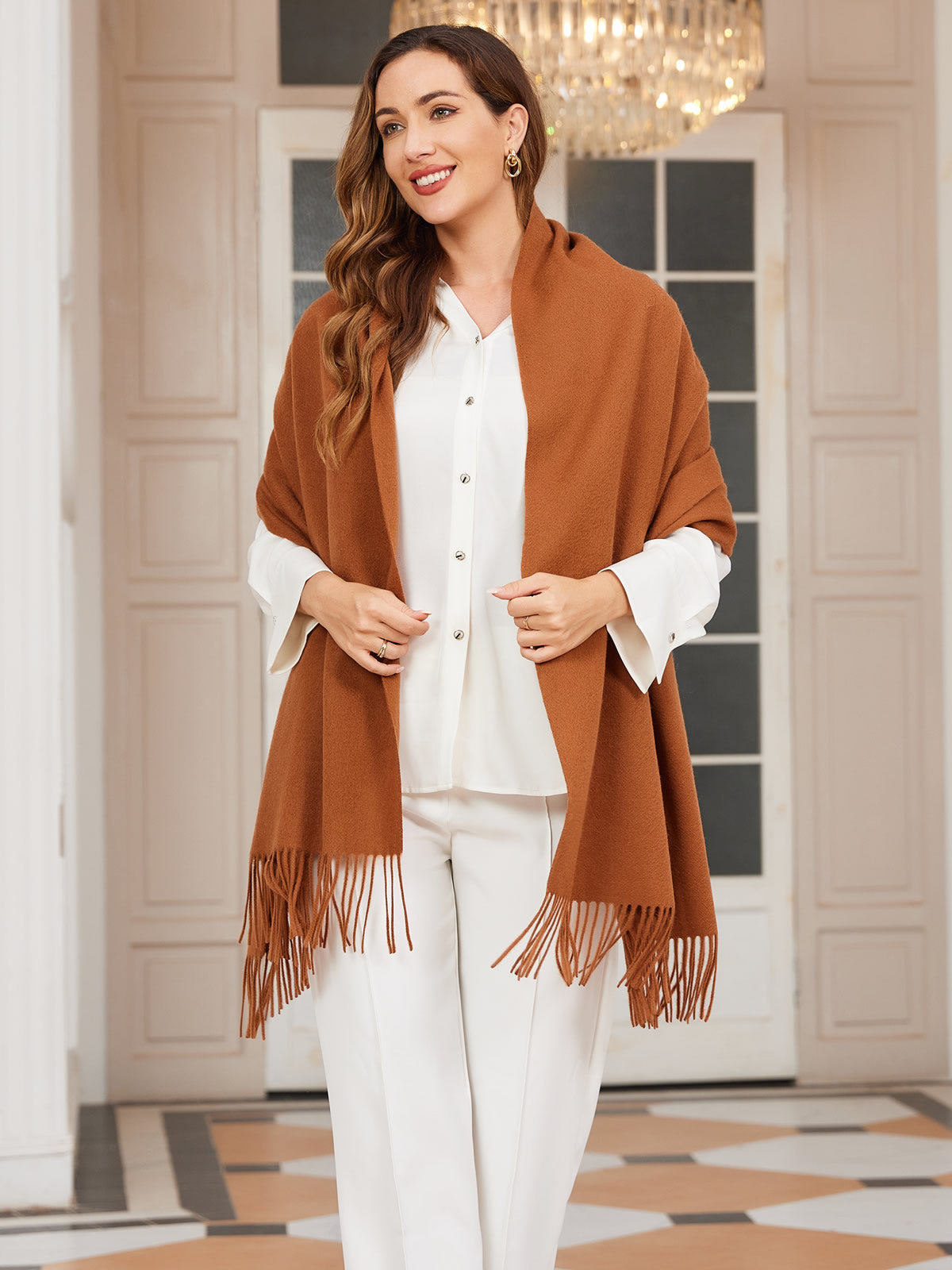 [Brown] SilkSilky-AU Wool Scarf 003