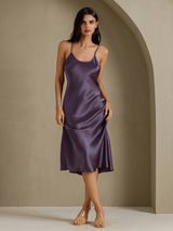[Purple Gray] SilkSilky-AU Sleeveless V Neck Nightgown 006
