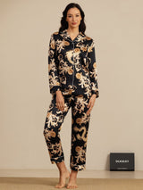 [Black Dragon] SilkSilky-AU Long Sleeve Lapel Collar Women's Pyjamas 007