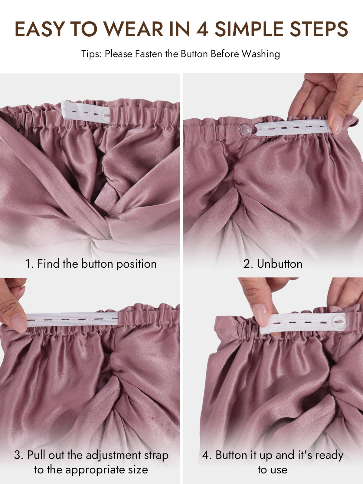 [Pale Mauve] SilkSilky-AU 22Momme Pure Silk Sleep Cap 006