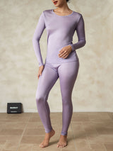 [Purple] SilkSilky-AU Long Sleeve Round Neck Women's Long Johns 004